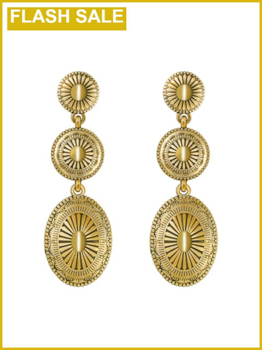 Western Concho Drop Dangle Earrings Boho Turquoise Statement Jewelry